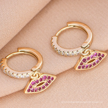 brincos de diamante sexy lábios personalizados joias para mulheres 2021, brincos de cobre em forma de arco